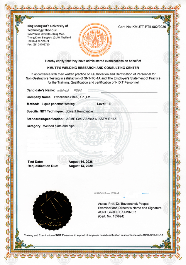 PT Level II certificate (watermarked)
